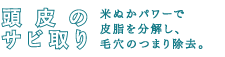 頭皮のサビ取り 米ぬかパワーで皮脂を分解し、毛穴のつまり除去。